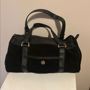 Vintage Issac Mizrahi Black Suede Leather Women's Bag Y2K